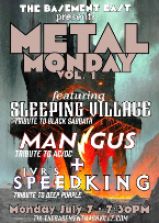 Metal Monday Vol. 1 feat. Sleeping Village (Tribute to Black Sabbath), Mangus (Tribute to AC/DC) & JVR's Speed King (Tribute to Deep Purple)