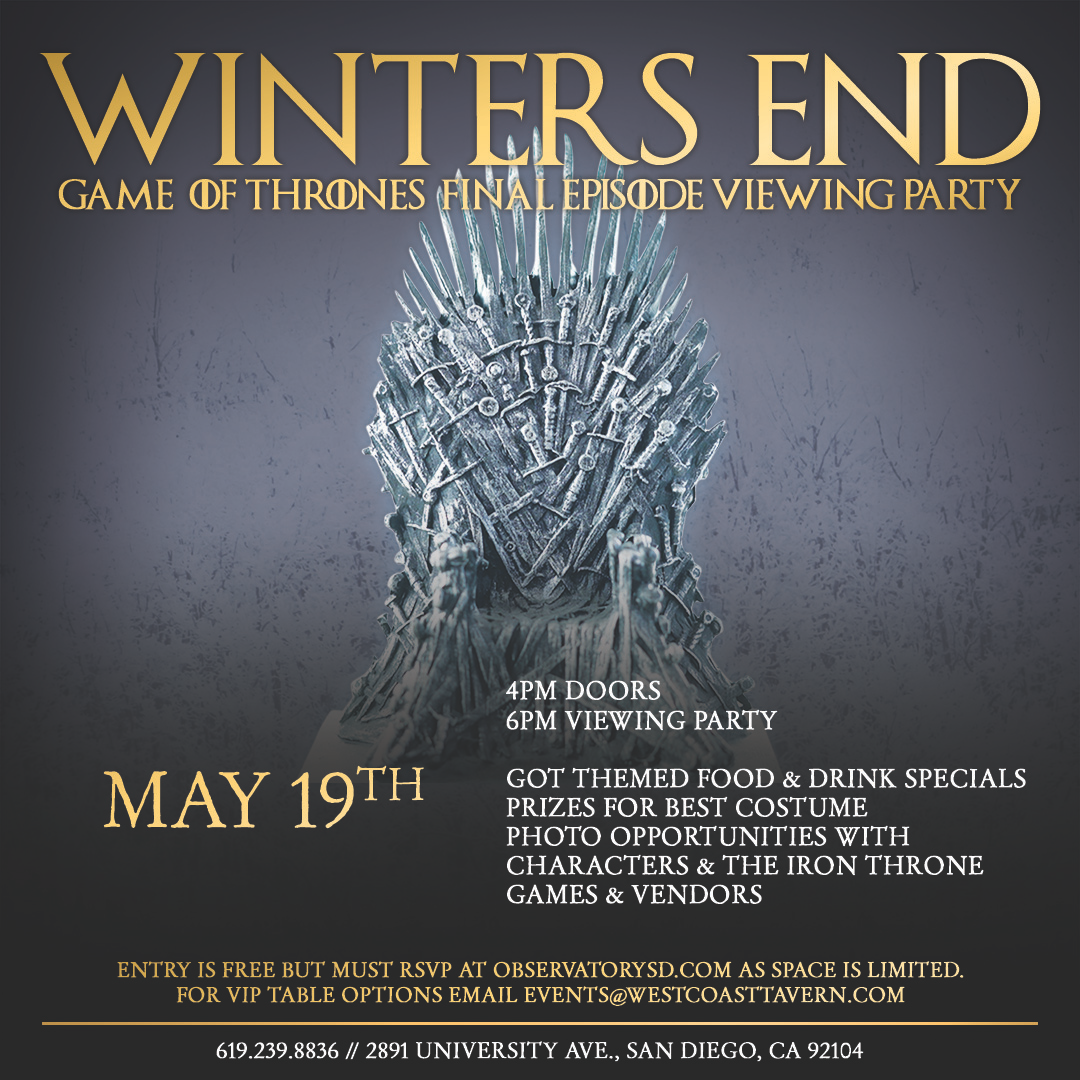 Winters End Game Of Thrones Final Episode Viewing Party