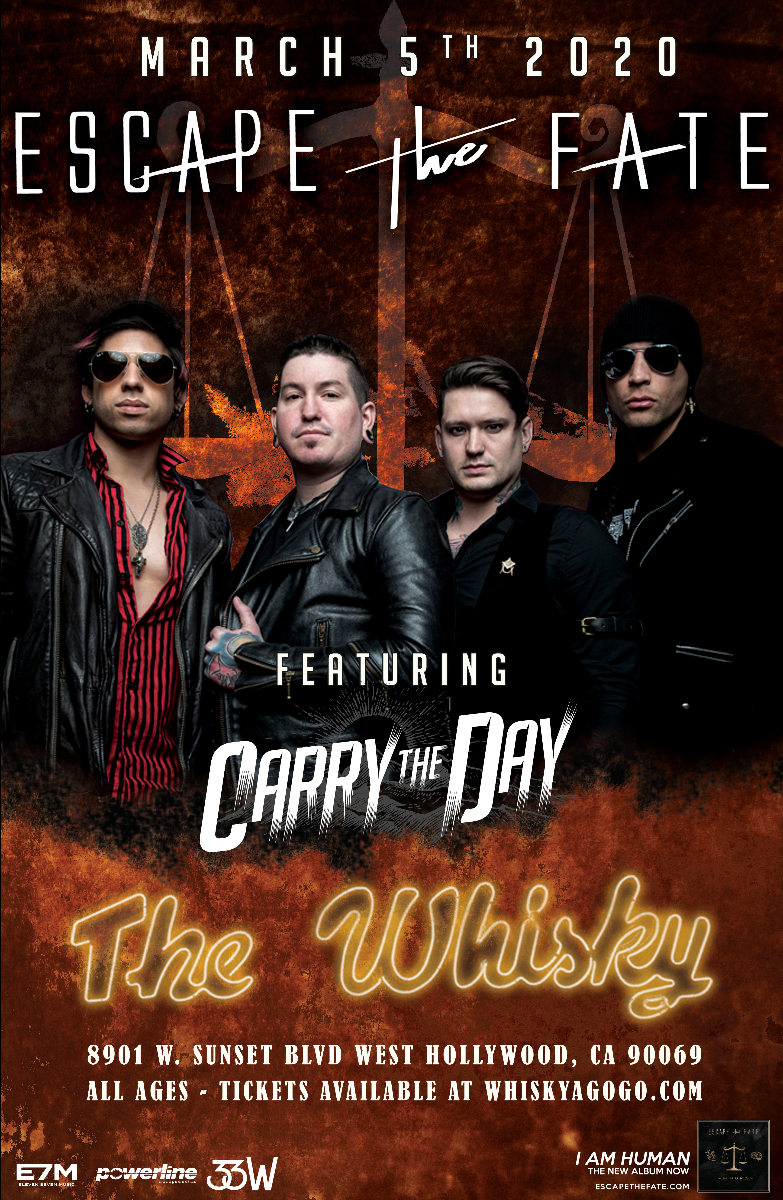 Escape The Fate, Diamonds & Blood, Revelry Gang, Carry the Day, Hollywood Nightmare, We Are Chapters, To Us Below