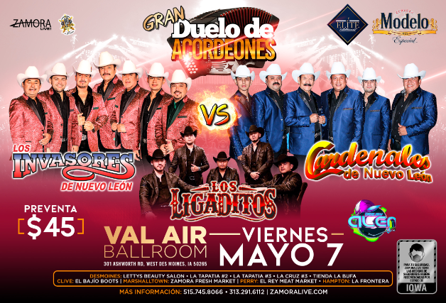 Los Invasores De Nuevo Leon Los Ligaditos Cardenales De Nuevo Leon Gran Duelo De Acordeones Tickets Val Air Ballroom 7th May 2021 Tickdaq Us
