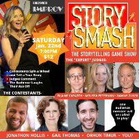 Story Smash: The Storytelling Game Show with Christine Blackburn, Danny Zuker, Blaine Capatch, Melissa Peterman, Orhun Timur, Gail Thomas, Jonathan Hollis!