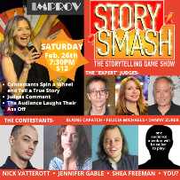 Story Smash: The Storytelling Game Show with Christine Blackburn, Blaine Capatch, Danny Zuker, Felicia Michaels, Nick Vatterott, Jennifer Gable, Shea Freeman!