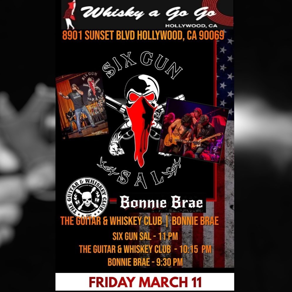 Six Gun Sal, Porn Flakes, Guitar and Whiskey Club, Bonnie Brae, Nox Sinister, Kicker Shaver, The Meerkats