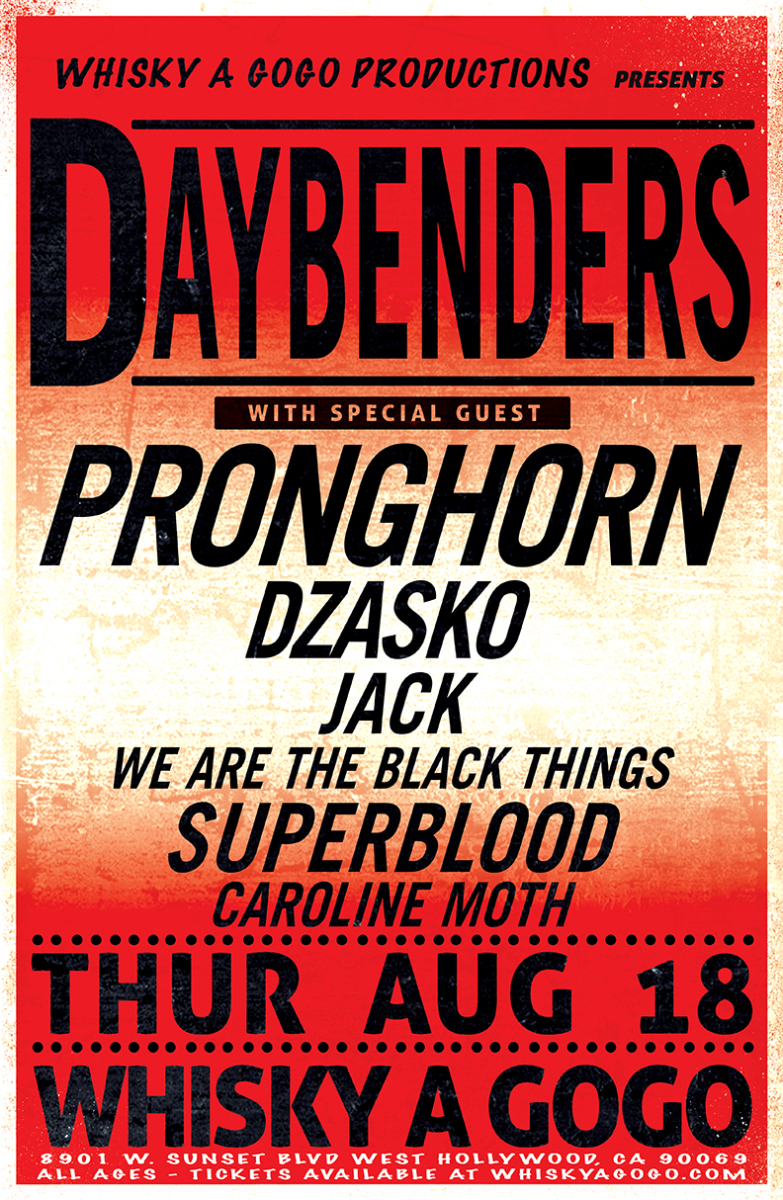 Daybenders, Pronghorn, Dzsanko, We Are The Black Things, Superblood, Coraline Moth