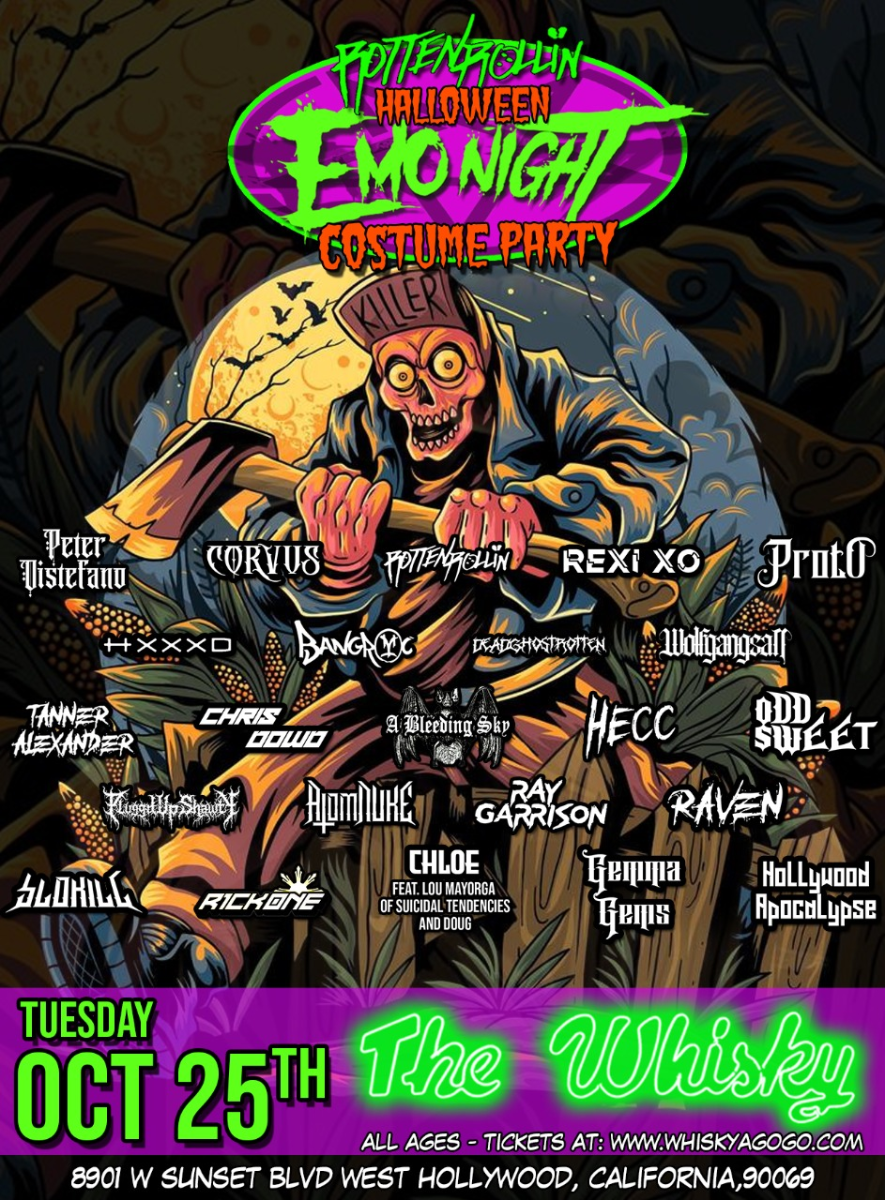 Rotten Rollin Halloween Emo Night Costume Party, Peter DiStefano , Corvus, Rexi XO, HXXXD, RickOne, Chloe Feat. Lou Mayorga of Suicidal Tendencies