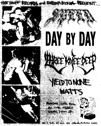 Speed, Day by Day (10 Year Anniversary Show), Three Knee Deep, Yield to None, and Watts in Orlando