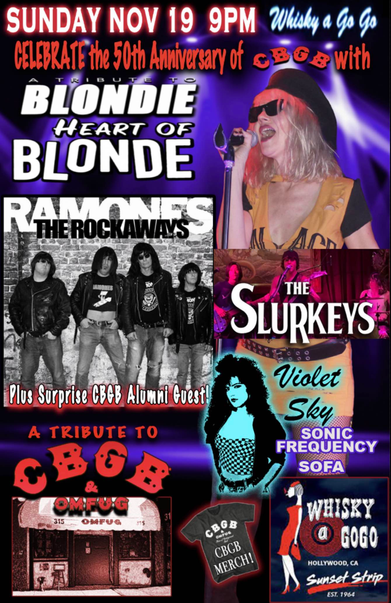 Heart Of Blonde (A tribute to Blondie), The ROCKAWAYS (a Tribute to the Ramones), Sonic Frequency, Sofa, The Slurkeys, Violet Sky
