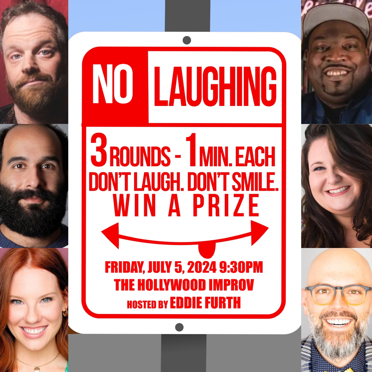 No Laughing ft. Alex Hooper, Omid Singh, Kacey Spivey, Jay Washington, and Paige Wesley!  Hosted by Eddie Furth