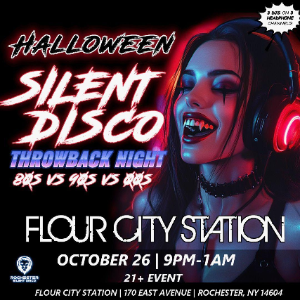 HALLOWEEN SILENT DISCO – THROWBACK NIGHT 80s/90s/2000s at Flour City Station – Rochester, NY