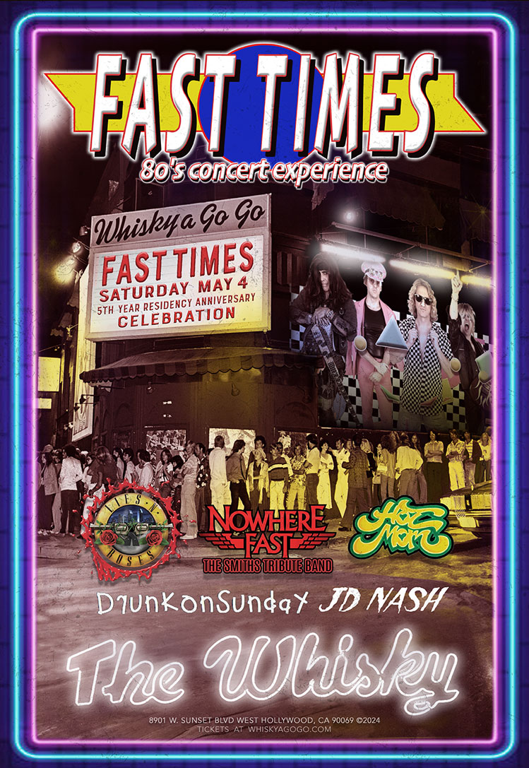 Fast Times, Lies N Roses (a tribute to Guns N Roses) , Nowhere Fast (a tribute to the Smiths), Hot Mom , Drunk on Sunday, JD Nash