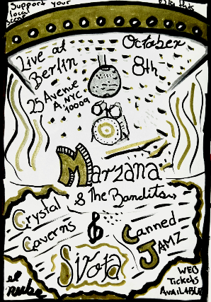 Marzana & The Bandits, Crystal Caverns, Canned Jamz, Sirota at Berlin – New York, NY