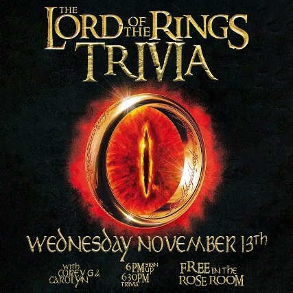 LORD OF THE RINGS TRIVIA w/ COREY G + CAROLYN at Valley Bar – Phoenix, AZ