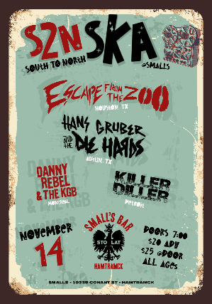 Escape From The Zoo + Hans Gruber and The Die Hards + Danny Rebel & The KGB + Killer Diller at Small’s – Hamtramck, MI