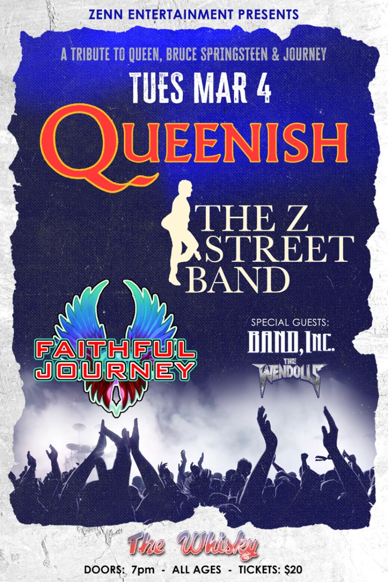 Queenish - Queen Tribute, The Z Street Band - Bruce Springsteen Tribute, Faithful Journey - Journey Tribute. , Band, Inc., The Wendolls