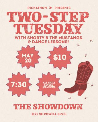 Two-Step Tuesday with Shorty and The Mustangs and Dance Lessons at Showdown Saloon – Portland, OR