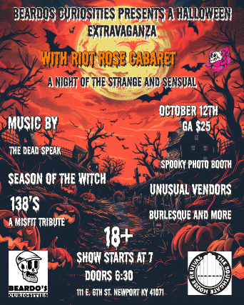 Beardos Curiosities Presents a Halloween Extravaganza with Riot Rose Cabaret at The Southgate House Revival – Revival Room – Newport, KY