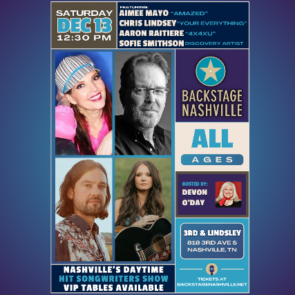 BACKSTAGE NASHVILLE! DAYTIME HIT SONGWRITERS SHOW at 3rd and Lindsley – Nashville, TN