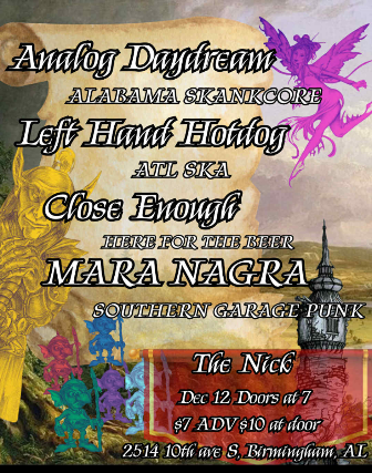 Image of Ska Night: Analog Day Dream, Close Enough, Left Handed Hotdog at The Nick Image of Ska Night: Analog Day Dream, Close Enough, Left Handed Hotdog at The Nick