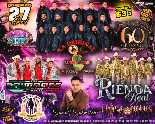 LA ORIGINAL BANDA EL LIMÓN, CAIMANES DE SINALOA Y MÁS JUNTOS EN NEW YORK! at Newburgh Armory – Newburgh, NY