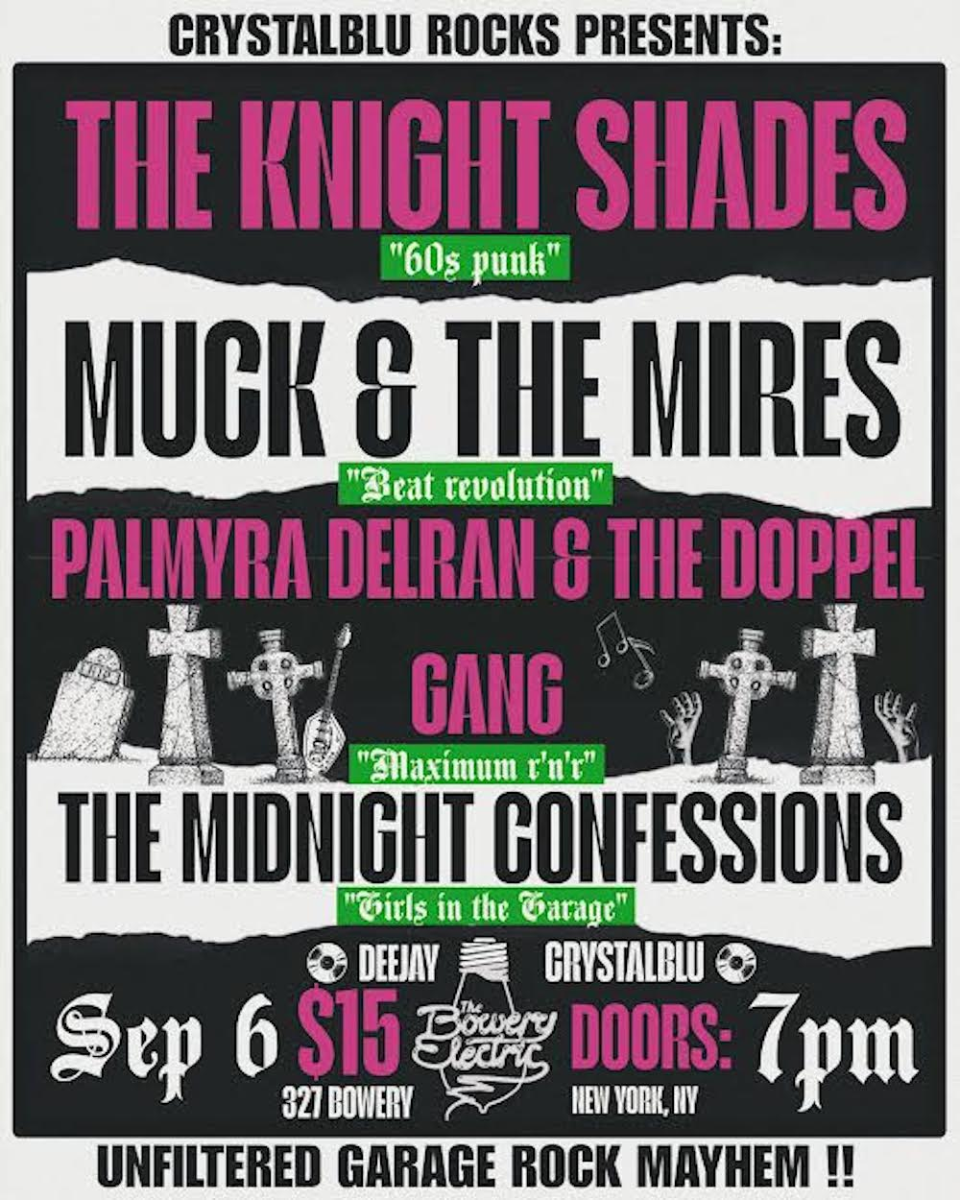 CrystalBlu Rocks presents: The Knightshades | Muck and The Mires | Palmyra Delran and the Doppel Gang | The Midnight Confessions +DJ Crystalblu