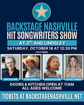 BACKSTAGE NASHVILLE! DAYTIME HIT SONGWRITERS SHOW at 3rd and Lindsley – Nashville, TN