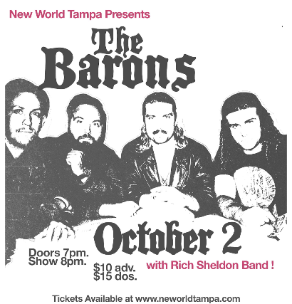 New World Tampa Presents: The Barons & Rich Sheldon Band in Tampa at New World Music Hall – Tampa, FL