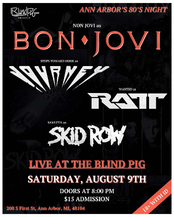 Ann Arbor 80s Night at Blind Pig – Ann Arbor, MI