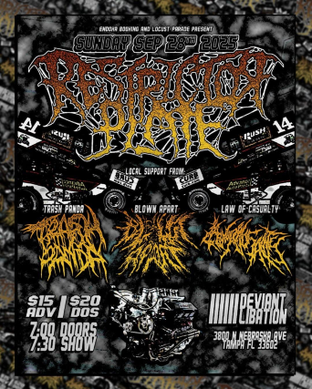 Restrictor Plate, Trash Panda, Blown Apart, and Law of Casualty in Tampa at Deviant Libation – Tampa, FL
