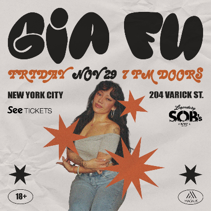 Gia Fu at S.O.B.’s – New York, NY