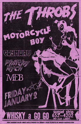 Image of The Throbs, MOTORCYCLE BOY, Crymwav, Philthy Rych, Mason Duke Band Image of The Throbs, MOTORCYCLE BOY, Crymwav, Philthy Rych, Mason Duke Band