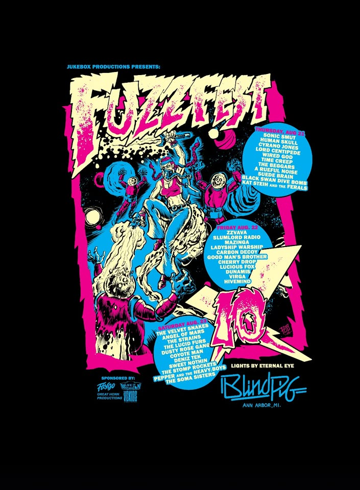 FUZZ FEST 10, Sonic Smut * Human Skull * Cyrano Jones * Lord Centipede * Wired God * Time Creep * The Beggars * A Rueful Noise * Suede Brain * Black Swan Dive Bomb * Kat Steih and the Ferals - 21/08/25