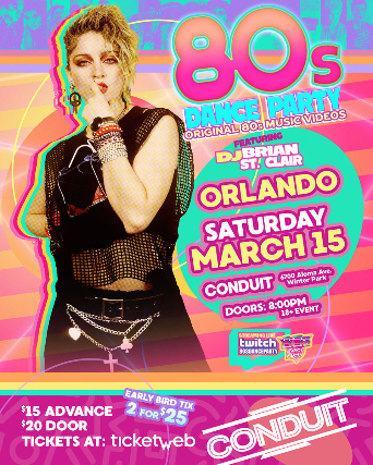 80’s Dance Party w/ DJ Brian St. Clair at Conduit – Winter Park, FL