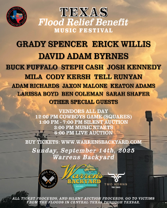 Texas Flood Relief Benefit Concert at Warren’s Backyard – Granbury, TX