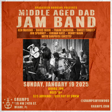 Breakeven Booking Presents: Middle Aged Dad Jam Band in Miami at Gramps Wynwood – Miami, FL