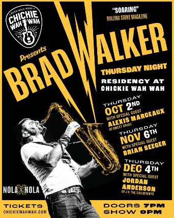 Brad Walker Quartet Residency w/special guest Alexis Marceaux of Sweet Crude