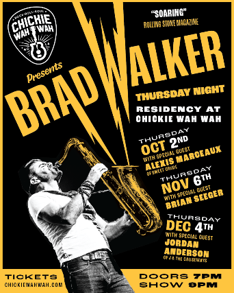 Brad Walker Quartet Residency w/special guest Jordan Anderson of J & The Causeways