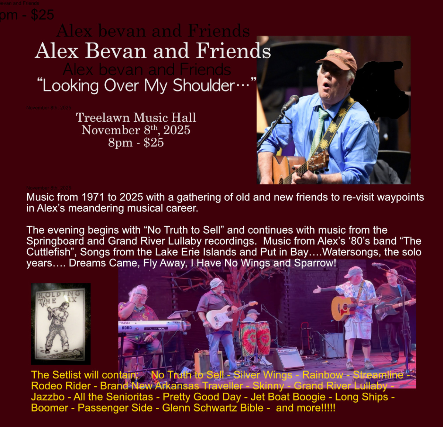 Alex Bevan and Friends at Treelawn Music Hall – Cleveland, OH