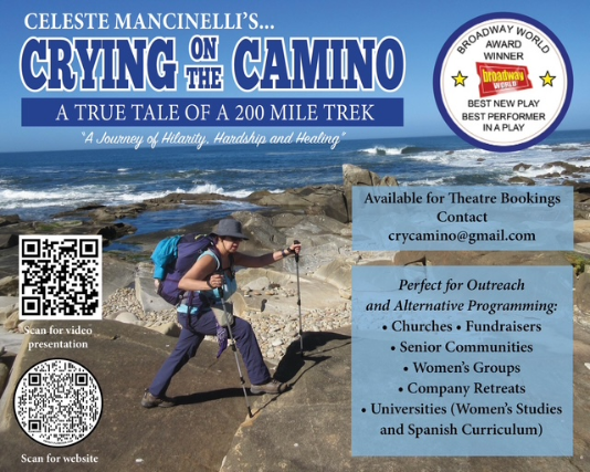 Broadway World Award Winner – A One Woman Show… “Crying On The Camino” at Williams Center – Spring Hall – Rutherford – Rutherford, NJ