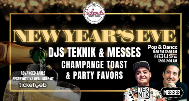 NEW YEARS EVE PARTY  with DJ’s Teknik & Messes at Sideouts Sports Tavern – Island Lake, IL