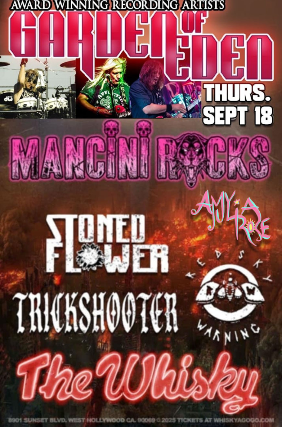 Garden Of Eden, Mancini, Stoned Flower, Trickshooter, Red Sky Warning