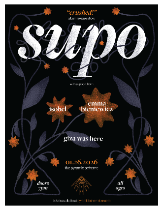 Image of supo (album release) + Emma Bieniewicz + isobel + Giza Was Here