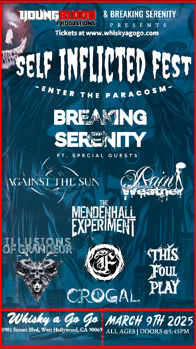 Breaking Serenity , Against the Sun , Rain Brings Weather , This Foul Play , Crogal , The Mendenhall Experiment, Illusions of Grandeur, For Those Who Suffer