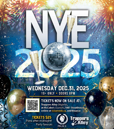 Palace and Trappers NYE Party at Palace and Trappers Alley – Guelph, Canada