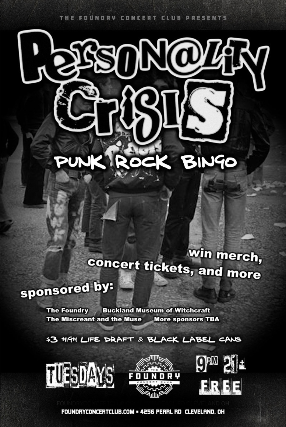 Image of PERSONALITY CRISIS AKA CLE PUNK NIGHT - NOW FEATURING PUNK ROCK BINGO! Image of PERSONALITY CRISIS AKA CLE PUNK NIGHT - NOW FEATURING PUNK ROCK BINGO!
