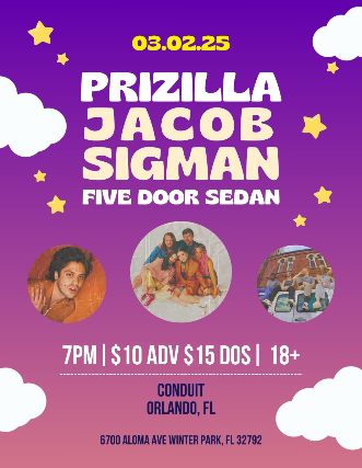 Prizilla, Jacob Sigman, and Five Door Sedan at Conduit – Winter Park, FL