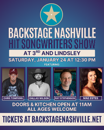 Image of BACKSTAGE NASHVILLE! DAYTIME HIT SONGWRITERS SHOW featuring Chris Tompkins ,  Dallas Wilson ,  Ray Stephenson &  Mae Estes