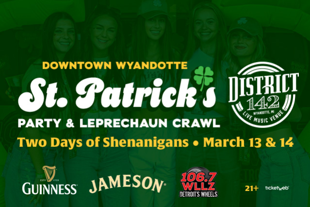 St. Patrick’s Party & Leprechaun Crawl featuring Sunset Blvd at District 142 – Wyandotte, MI