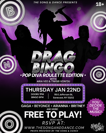 Drag Bingo : Pop Diva Roulette Edition at The Song & Dance – Syracuse, NY