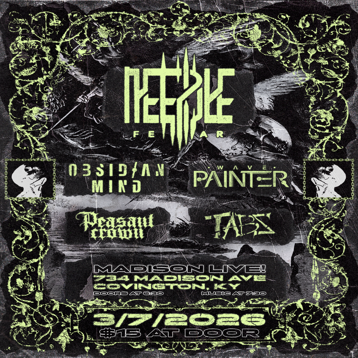 Needle//Fear, Obsidian Mind, Wave Painter, Peasant Crown, TABZ