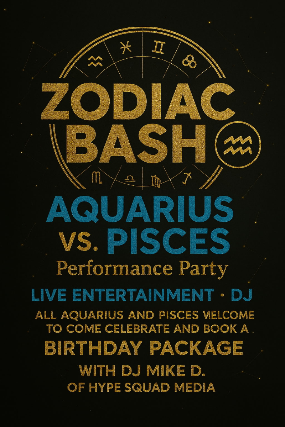 ZODIAC BASH: AQUARIUS VS. PISCES at B Side Lounge – Cleveland Heights, OH